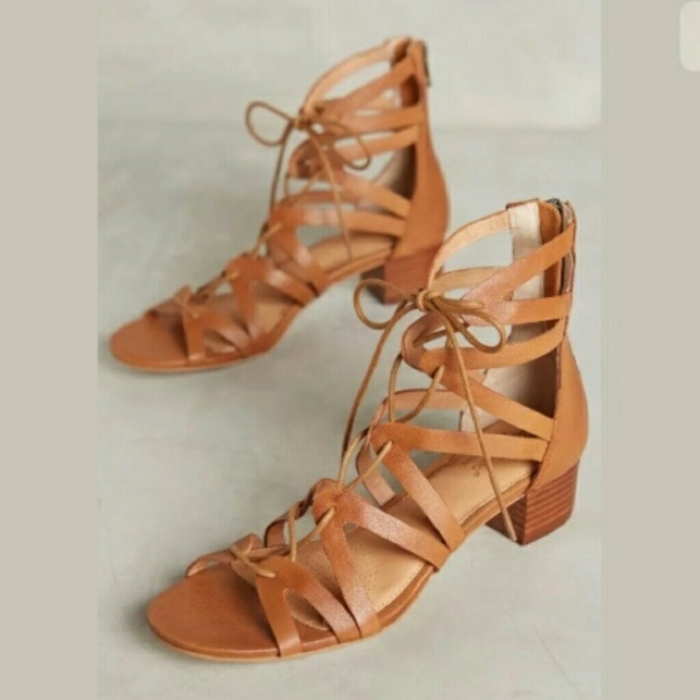 Anthropologie Corso Como Jamaica Gladiator Sandals Tan Leather